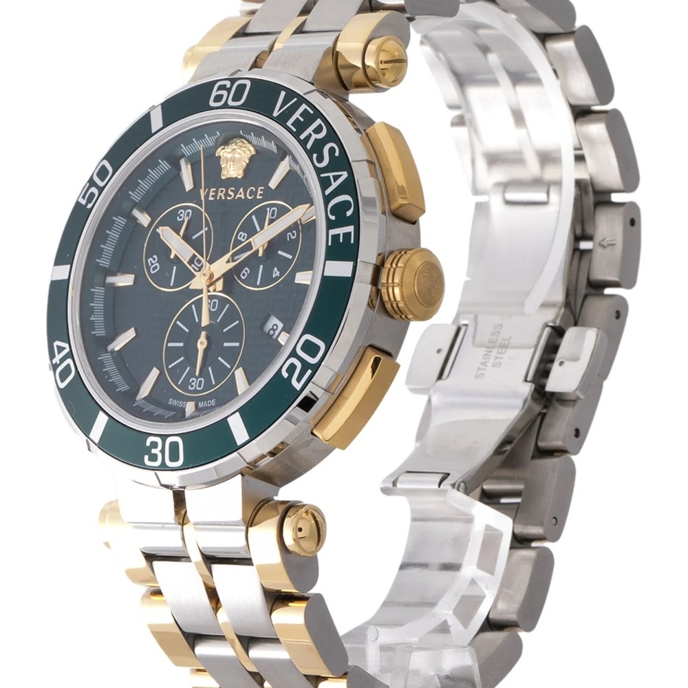 Versace Green and Gold Chronograph Watch